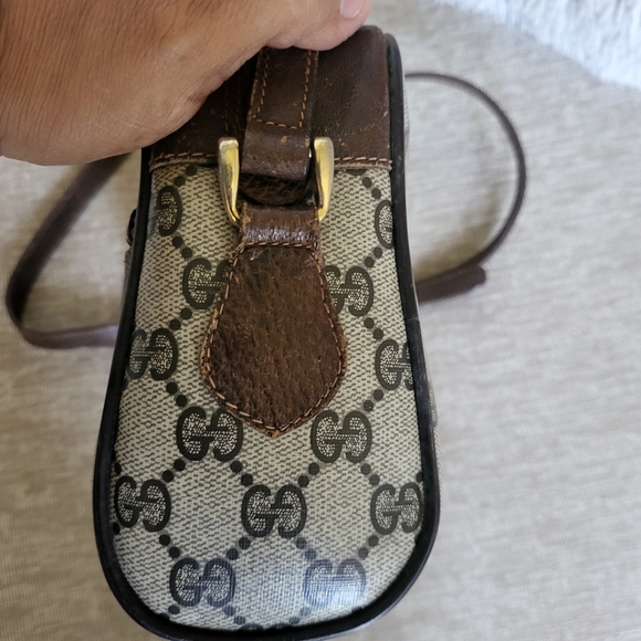 Gucci "GG" Supreme Sherry Web Camera Brown Leather Coated Canvas Cross Body - Picture 12 of 13